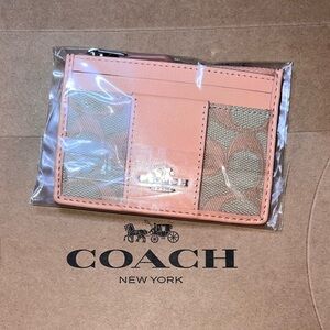 COACH Mini Skinny ID Case Cardholder Wallet & Key Chain NWT AUTHENTIC